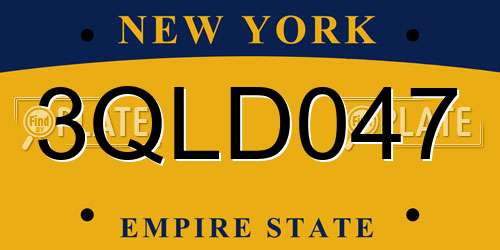 3QLD047 New York License Plate