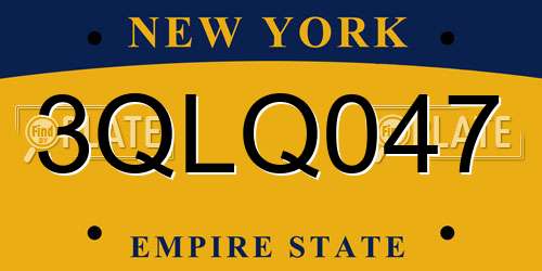 3QLQ047 New York License Plate