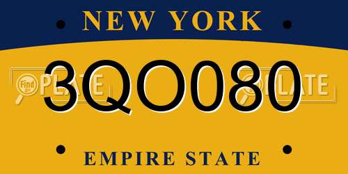 3QO080 New York License Plate