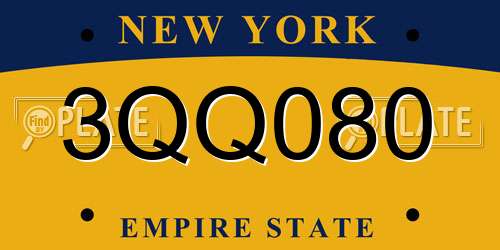 3QQ080 New York License Plate