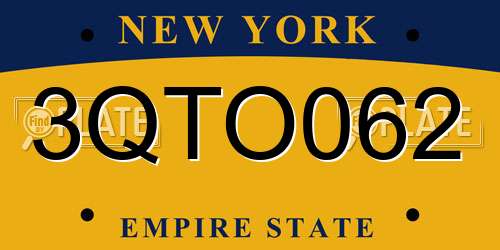 3QTO062 New York License Plate