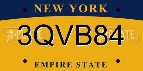 3QVB84 New York License Plate