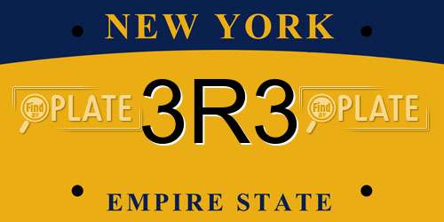 3R3 New York License Plate