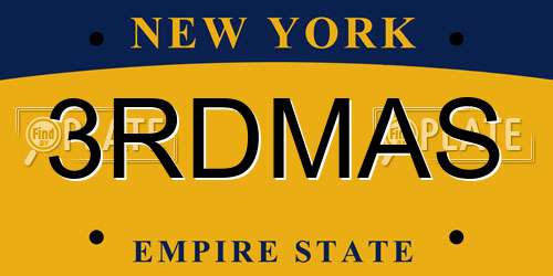 3RDMAS New York License Plate