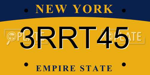 3RRT45 New York License Plate