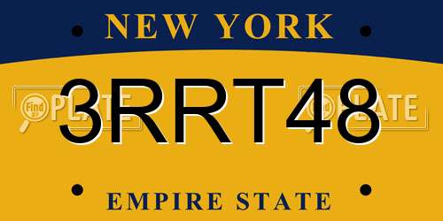 3RRT48 New York License Plate