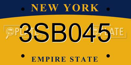 3SB045 New York License Plate