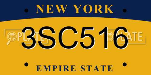 3SC516 New York License Plate