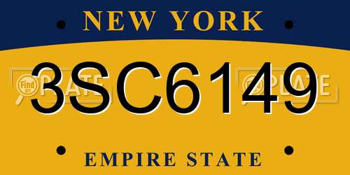 3SC6149 New York License Plate