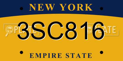 3SC816 New York License Plate