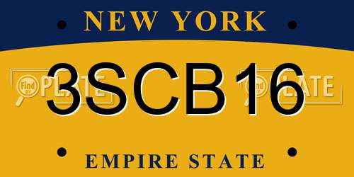 3SCB16 New York License Plate