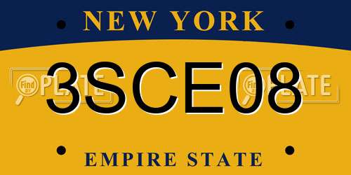 3SCE08 New York License Plate