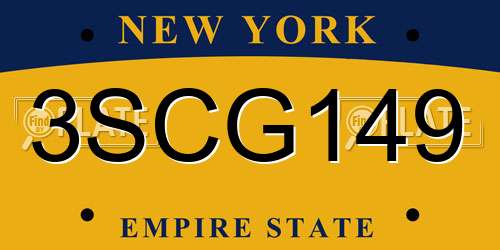 3SCG149 New York License Plate