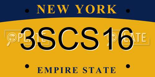 3SCS16 New York License Plate