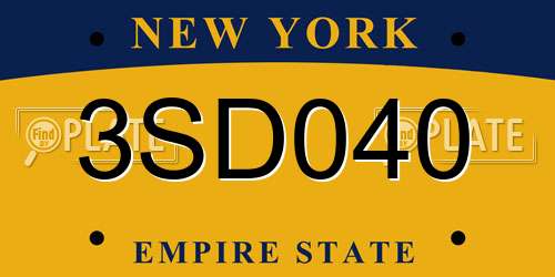 3SD040 New York License Plate