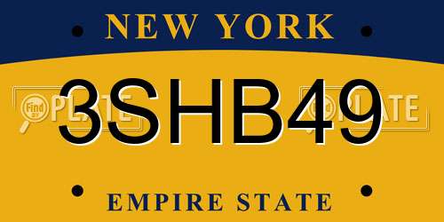 3SHB49 New York License Plate