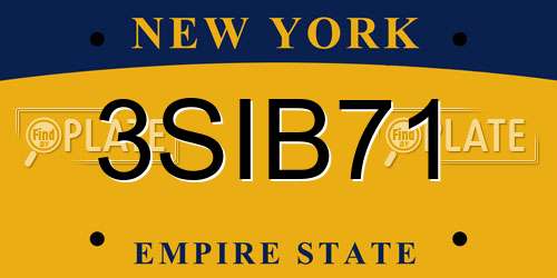3SIB71 New York License Plate