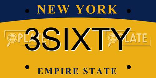 3SIXTY New York License Plate