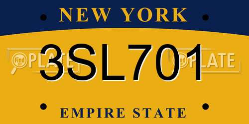 3SL701 New York License Plate