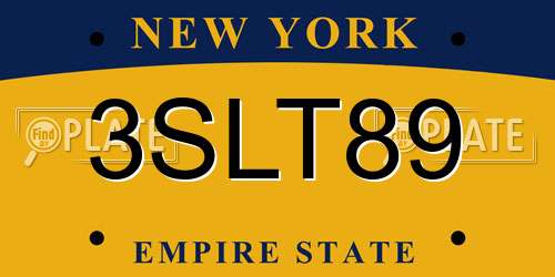 3SLT89 New York License Plate