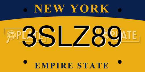 3SLZ89 New York License Plate