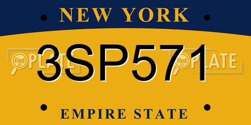 3SP571 New York License Plate