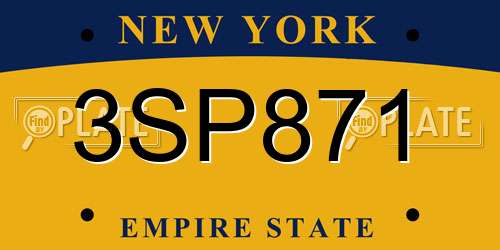 3SP871 New York License Plate
