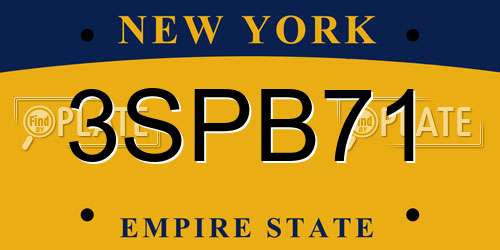 3SPB71 New York License Plate
