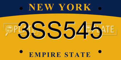 3SS545 New York License Plate