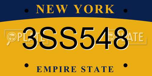 3SS548 New York License Plate