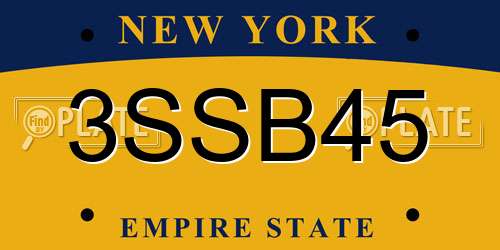 3SSB45 New York License Plate