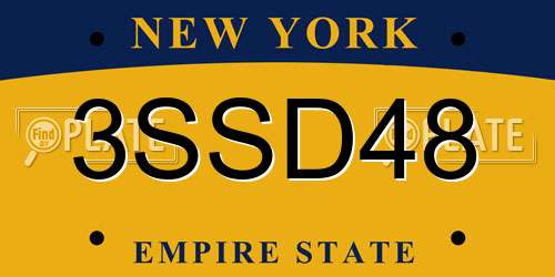 3SSD48 New York License Plate