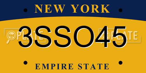 3SSO45 New York License Plate