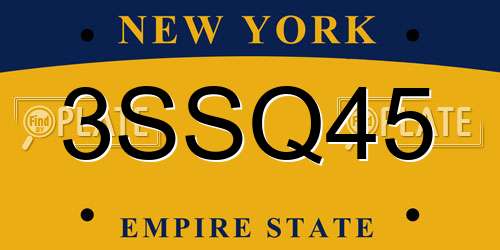 3SSQ45 New York License Plate