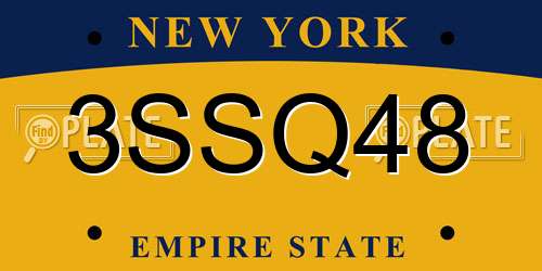 3SSQ48 New York License Plate