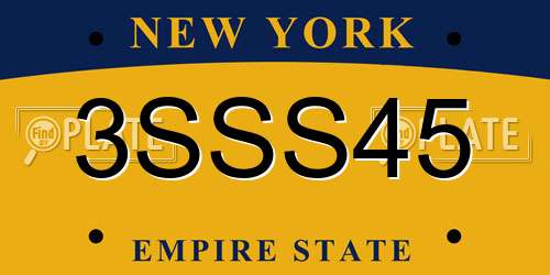 3SSS45 New York License Plate