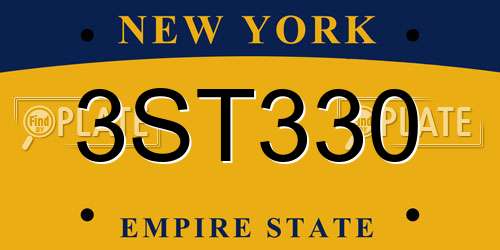 3ST330 New York License Plate