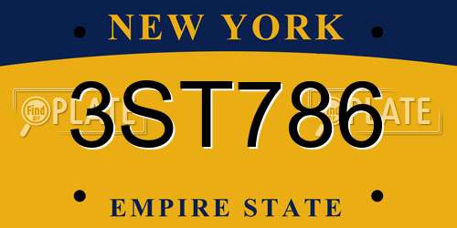 3ST786 New York License Plate