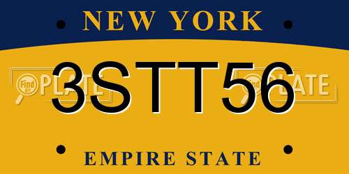 3STT56 New York License Plate