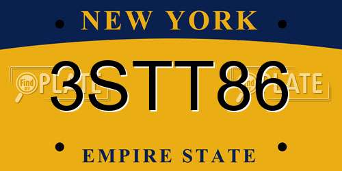 3STT86 New York License Plate