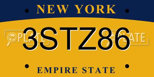 3STZ86 New York License Plate