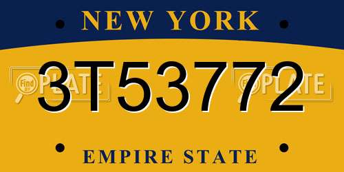 3T53772 New York License Plate