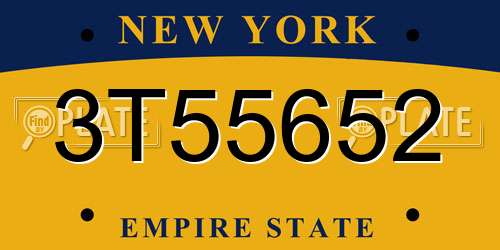3T55652 New York License Plate