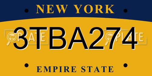 3TBA274 New York License Plate