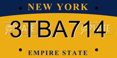 3TBA714 New York License Plate