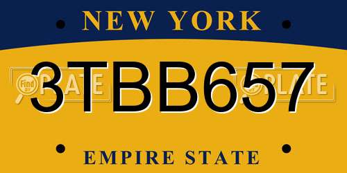 3TBB657 New York License Plate