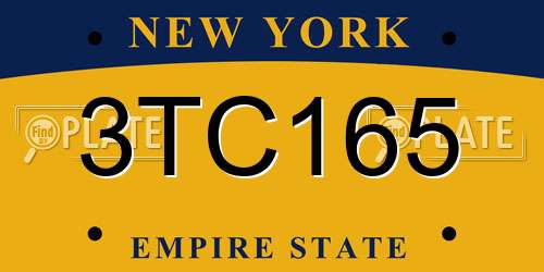 3TC165 New York License Plate