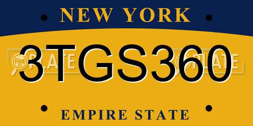 3TGS360 New York License Plate