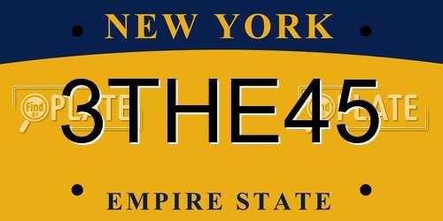 3THE45 New York License Plate