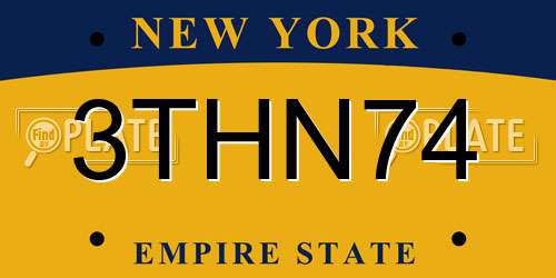 3THN74 New York License Plate
